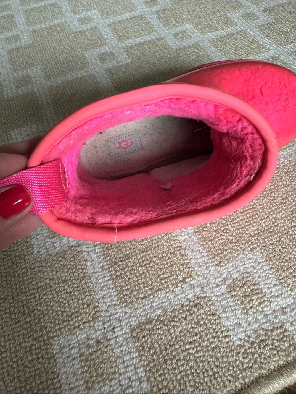 UGG Classic Clear Mini Waterproof Translucent Boots Hot Pink Kids Size 1